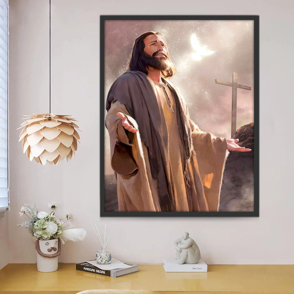 Jesucristo Triste de Pie con los Brazos Abiertos Pintar por Números