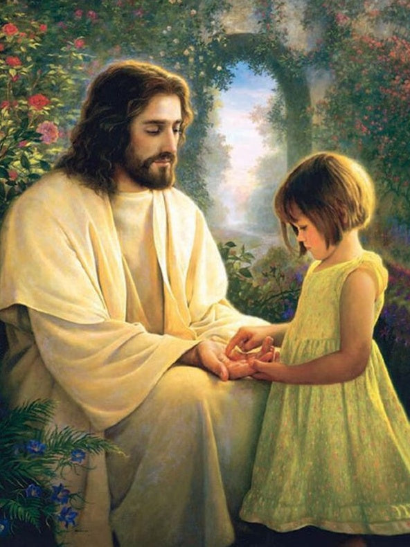 Jesucristo y Niña en el Jardín Pintar por Números