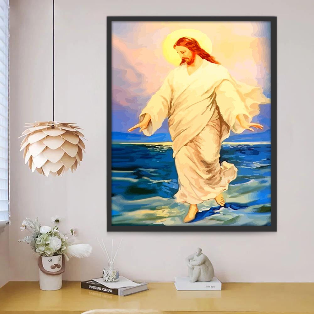 Jesús Caminando sobre el Agua y Calmando el Mar Pintar por Números