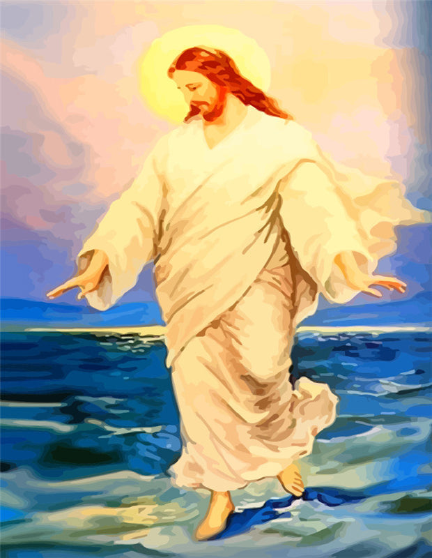 Jesús Caminando sobre el Agua y Calmando el Mar Pintar por Números