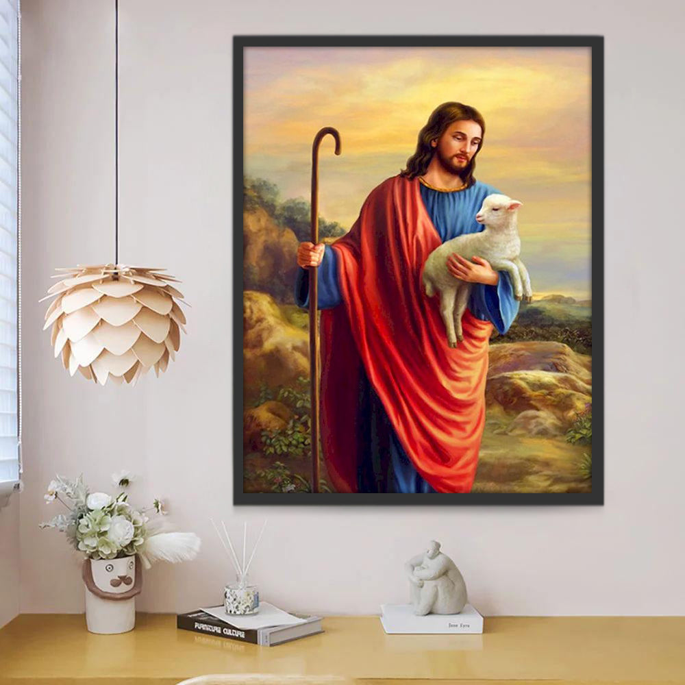 Jesús Cristo Abrazando un Cordero Lindo Pintar por Números