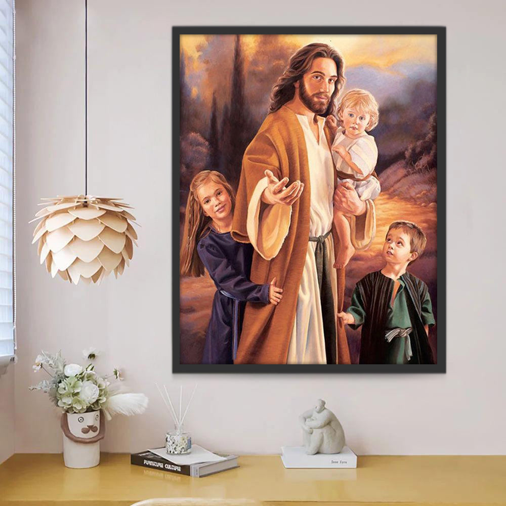 Jesús Cristo con los Niños Lindos Pintar por Números
