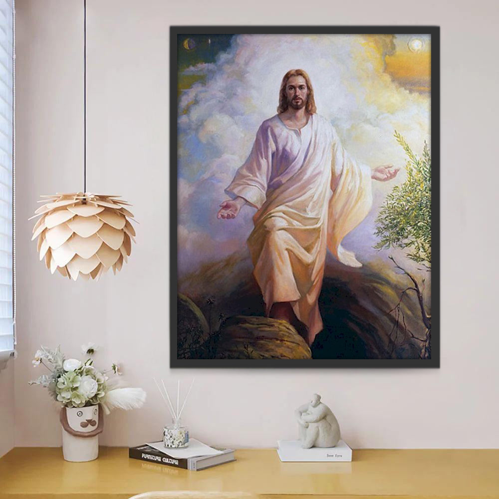 Jesús de Túnica Blanca con Brazos Extendidos Pintar por Números