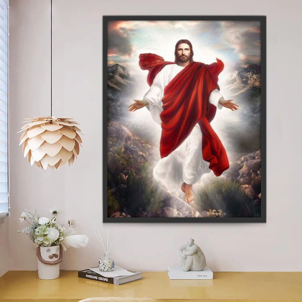 Jesús en el Cielo con Fondo de las Montañas Pintar por Números