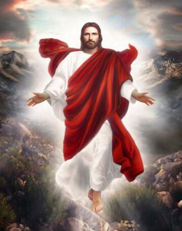 Jesús en el Cielo con Fondo de las Montañas Pintar por Números
