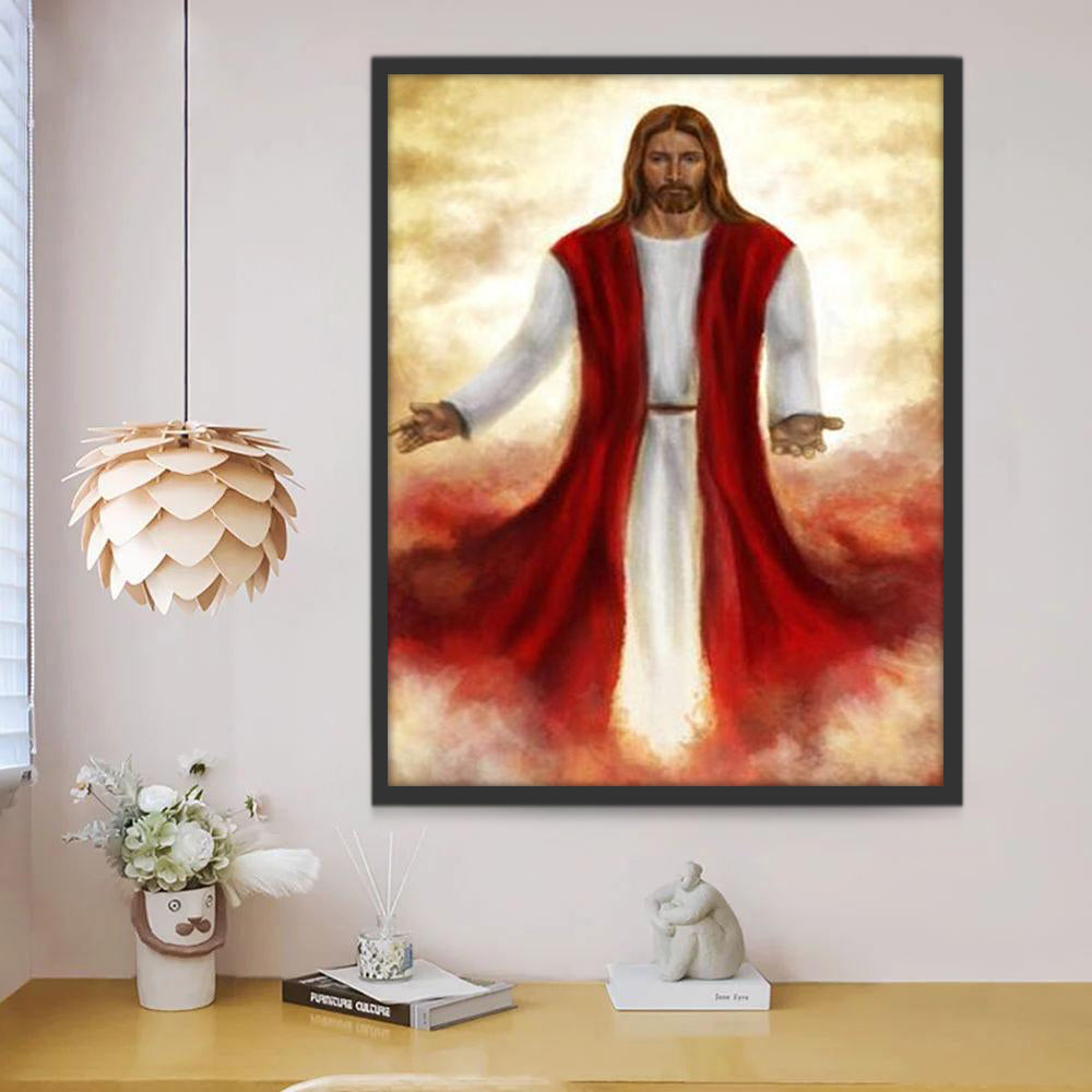 Jesús sobre las Nubes Blancas Pintar por Números