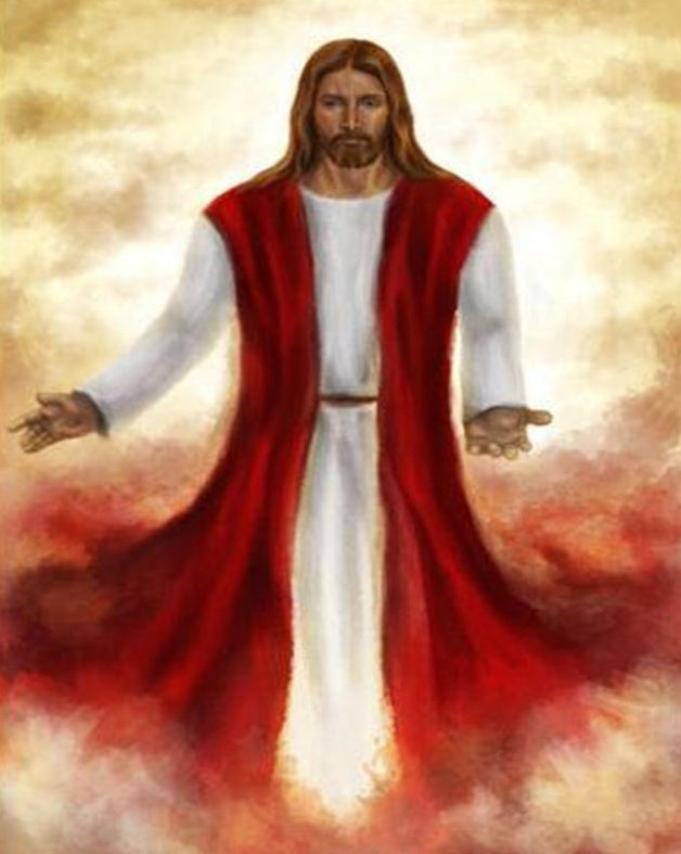 Jesús sobre las Nubes Blancas Pintar por Números