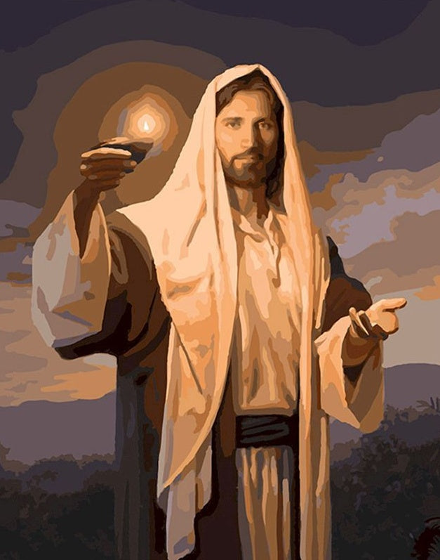 Jesús Sosteniendo una Vela en Su Mano Pintar por Números