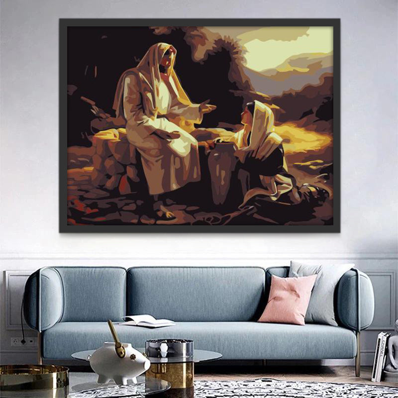 Jesús y la Mujer Samaritana Pintar por Números
