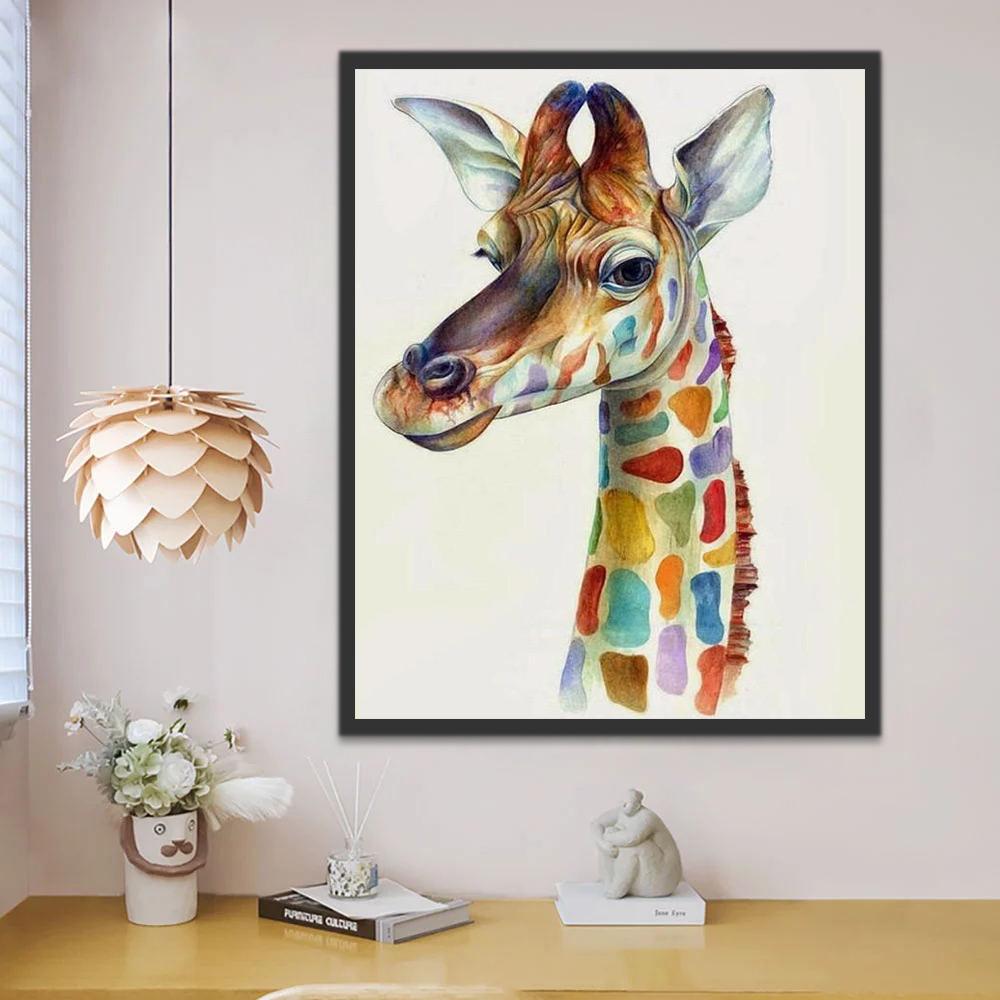 Jirafa con Patrón de Colores de Arcoíris Pintar por Números