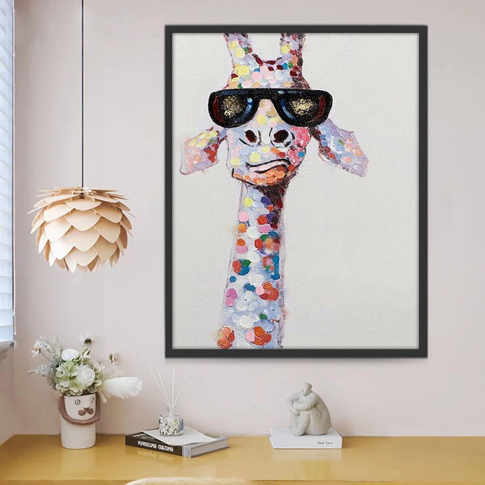 Jirafa con Puntos Coloridos y Gafas de Sol sobre las Orejas Pintar por Números