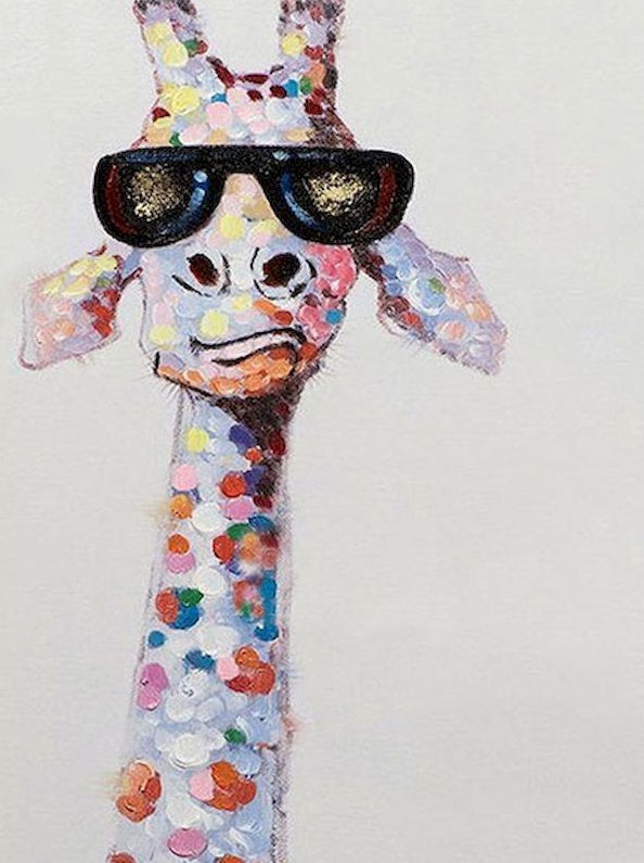 Jirafa con Puntos Coloridos y Gafas de Sol sobre las Orejas Pintar por Números