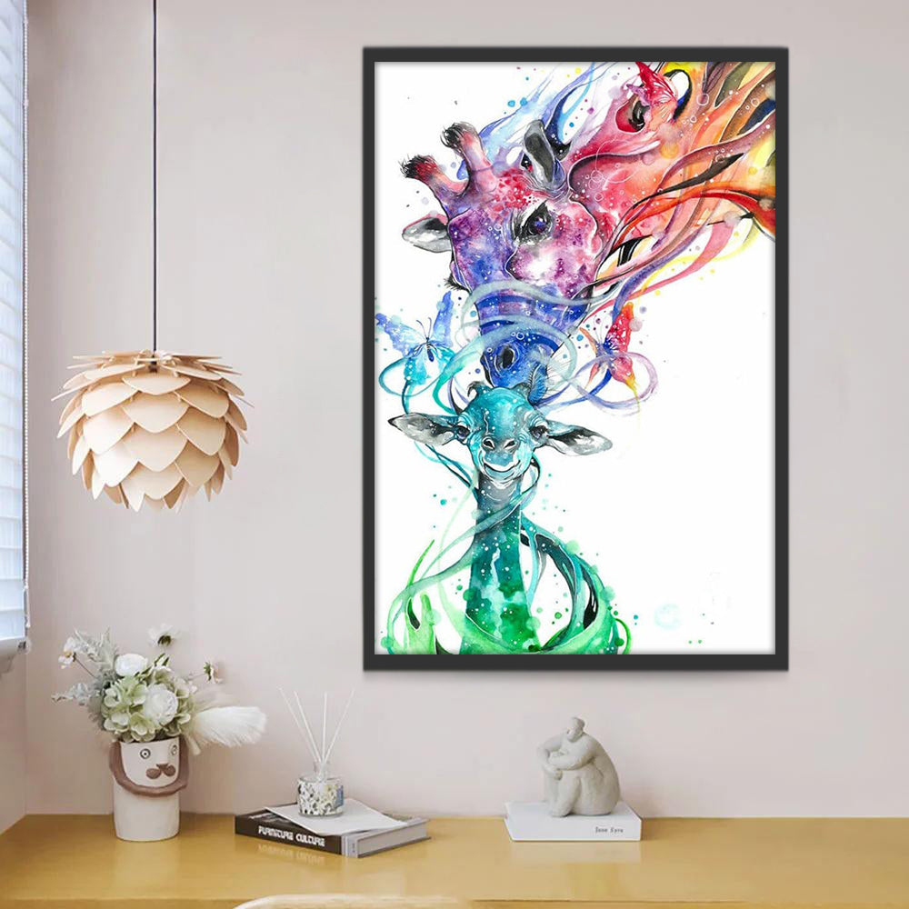 Jirafa de Color Arcoíris y Su Bebé Adorable Pintar por Números