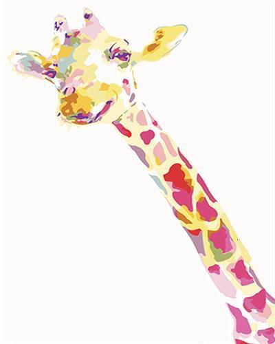 Jirafa de Color Rosado y Amarillo Brillante Pintar por Números
