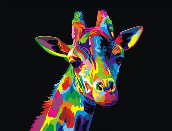 Jirafa de Colores Brillantes de Arcoíris Pintar por Números