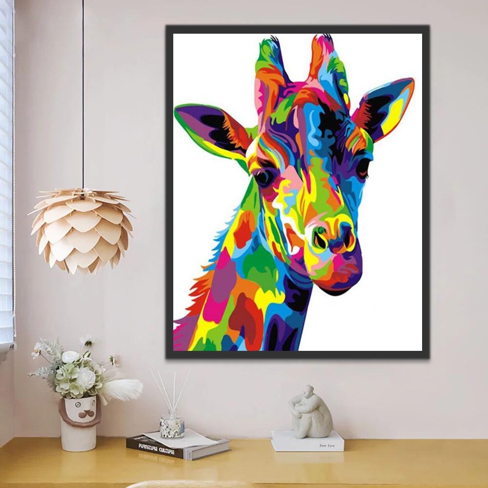 Jirafa de Colores Brillantes Mirando Abajo Pintar por Números