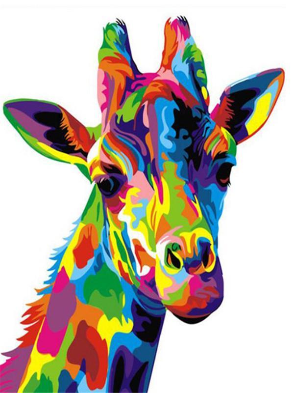 Jirafa de Colores Brillantes Mirando Abajo Pintar por Números