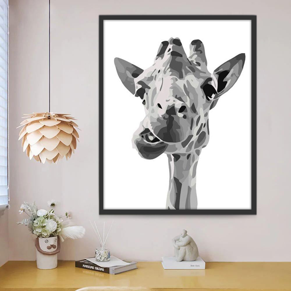 Jirafa Graciosa en Blanco y Negro Pintar por Números