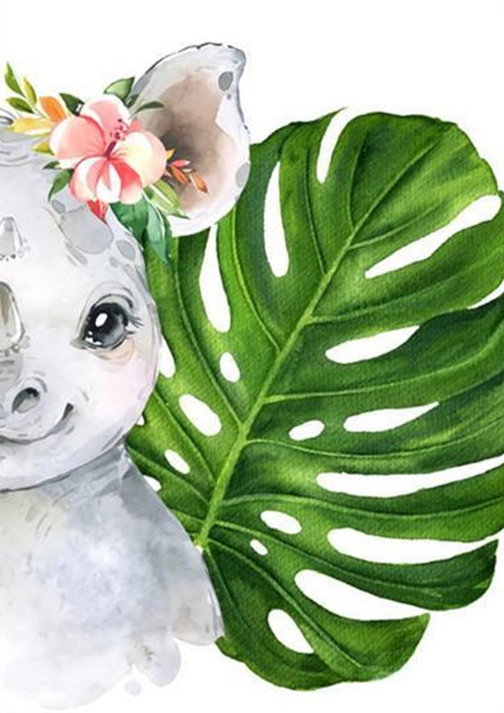 Koala y Hoja Verde de Monstera Deliciosa Pintar por Números