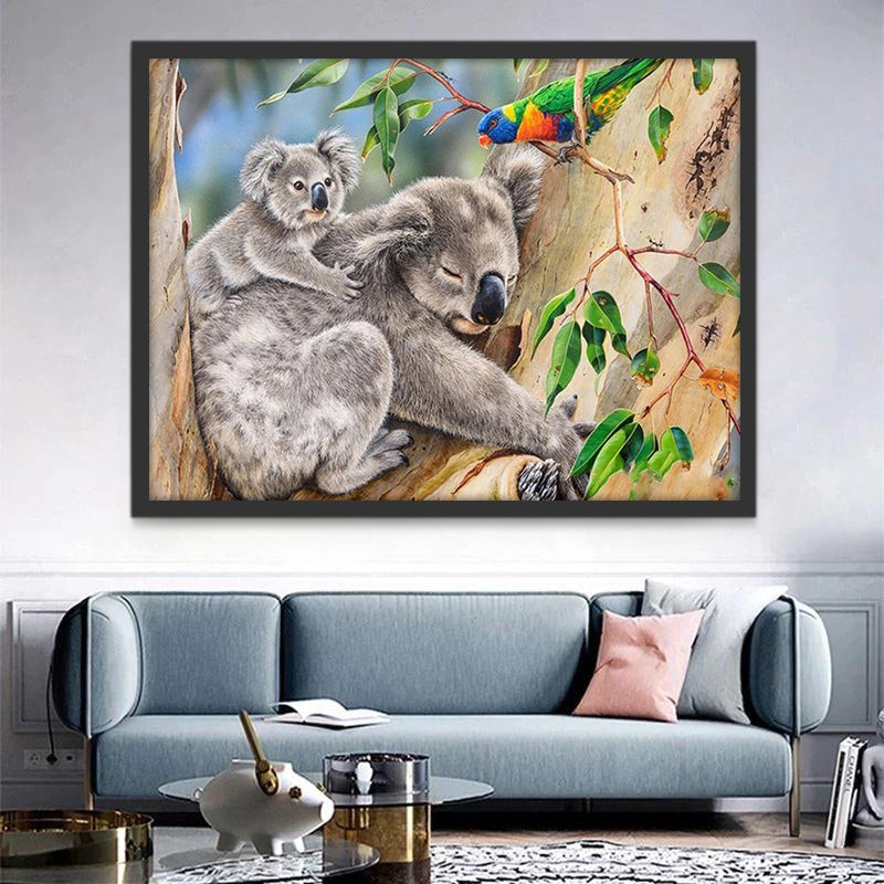 Koala y Su Bebé sobre un Árbol Pintar por Números