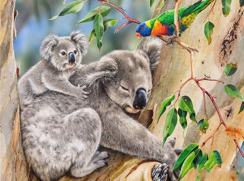 Koala y Su Bebé sobre un Árbol Pintar por Números