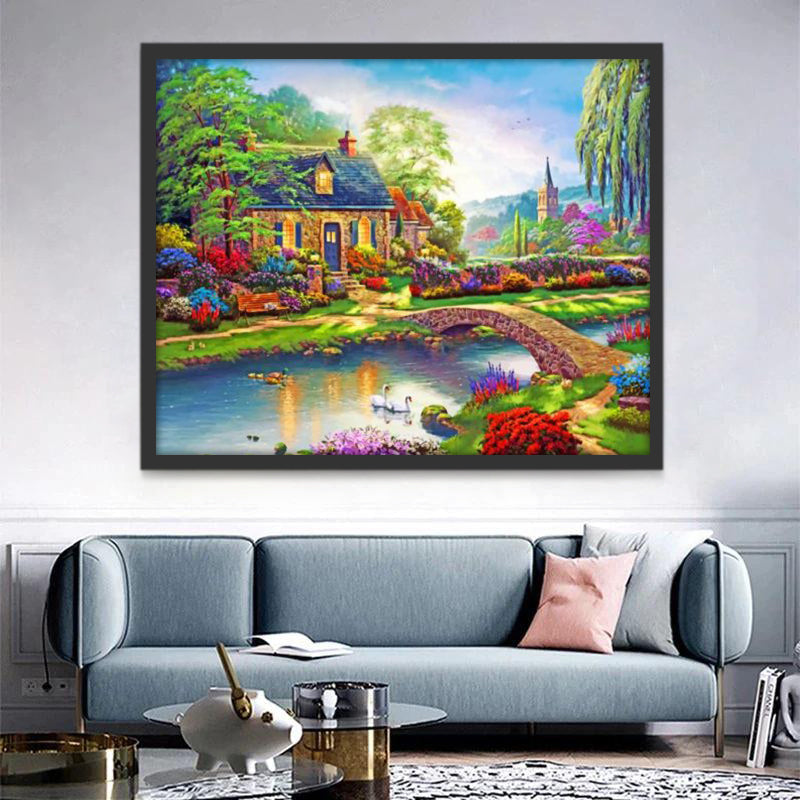 La Casa en Bosque de Primavera Pintar por Números