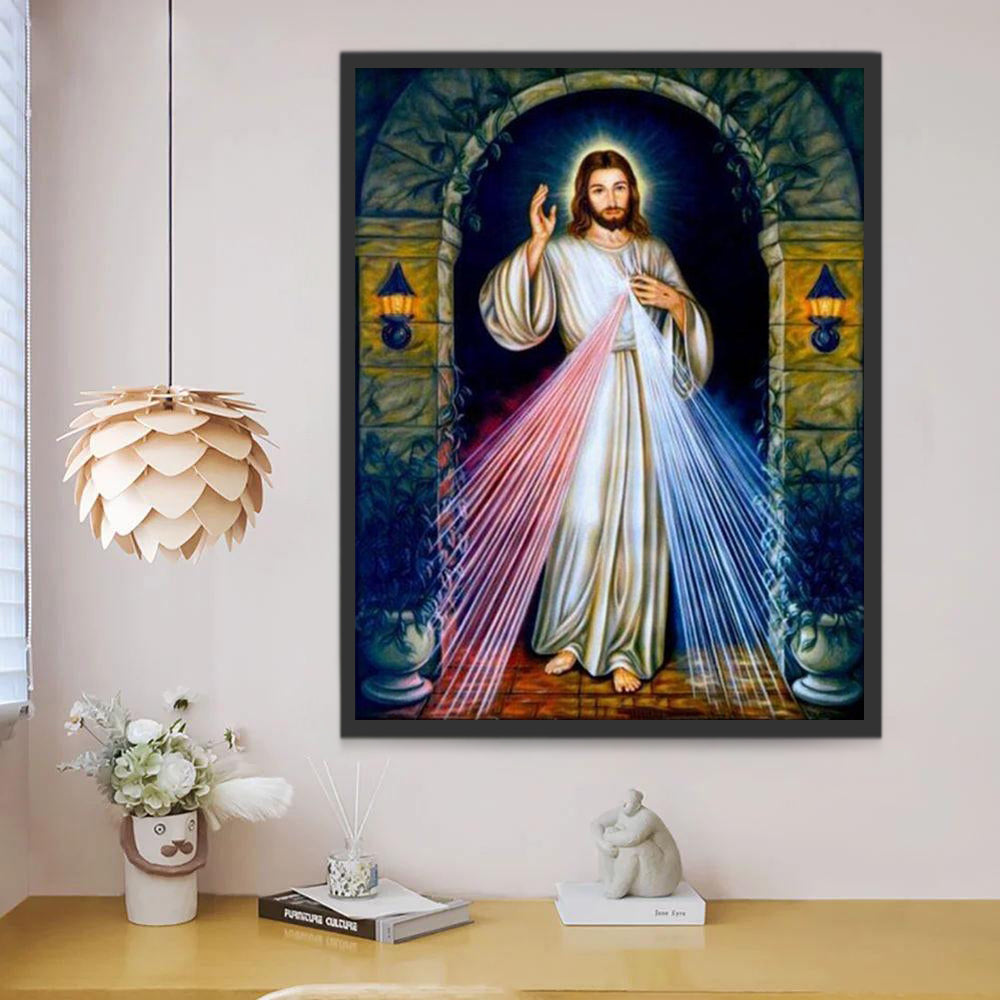 La Divina Misericordia de Jesús con Rayos de Luz Pintar por Números