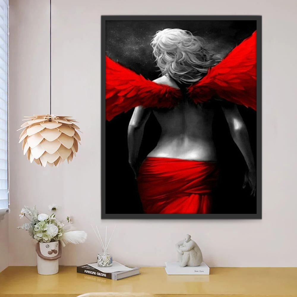 La Espalda de Ángel con Alas Rojas Pintar por Números