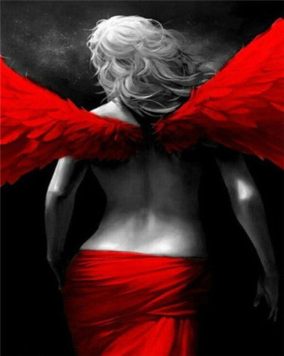 La Espalda de Ángel con Alas Rojas Pintar por Números