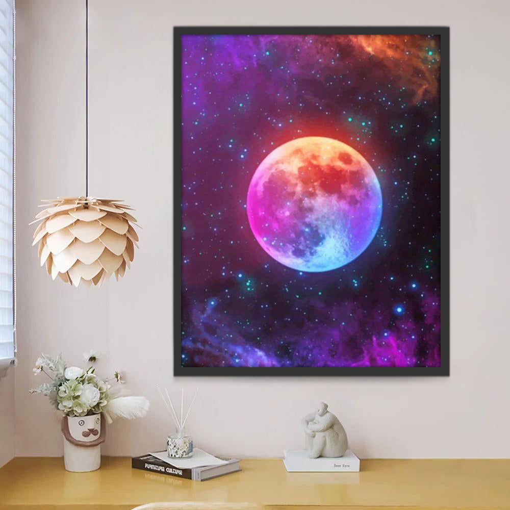La Luna Colorida en el Espacio Pintar por Números