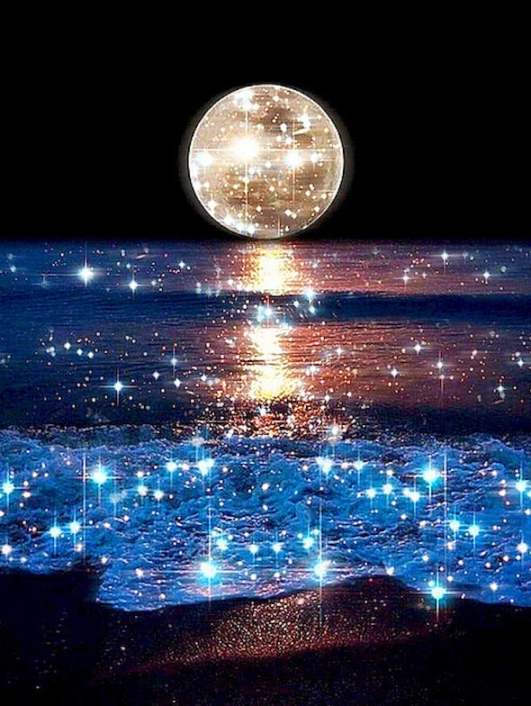La Luna Dorada sobre el Mar Brillante Pintar por Números