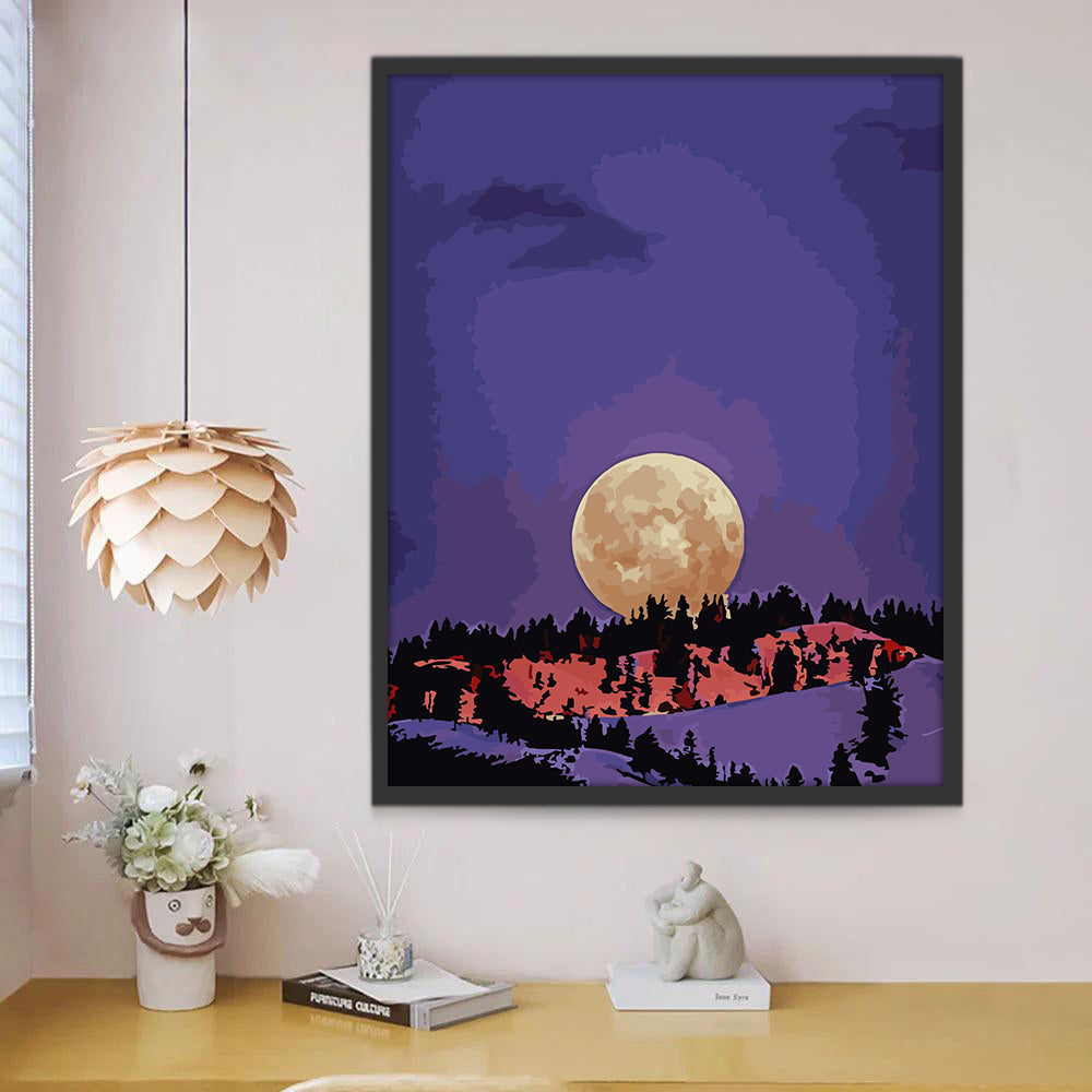 La Luna en el Cielo Morado Pintar por Números