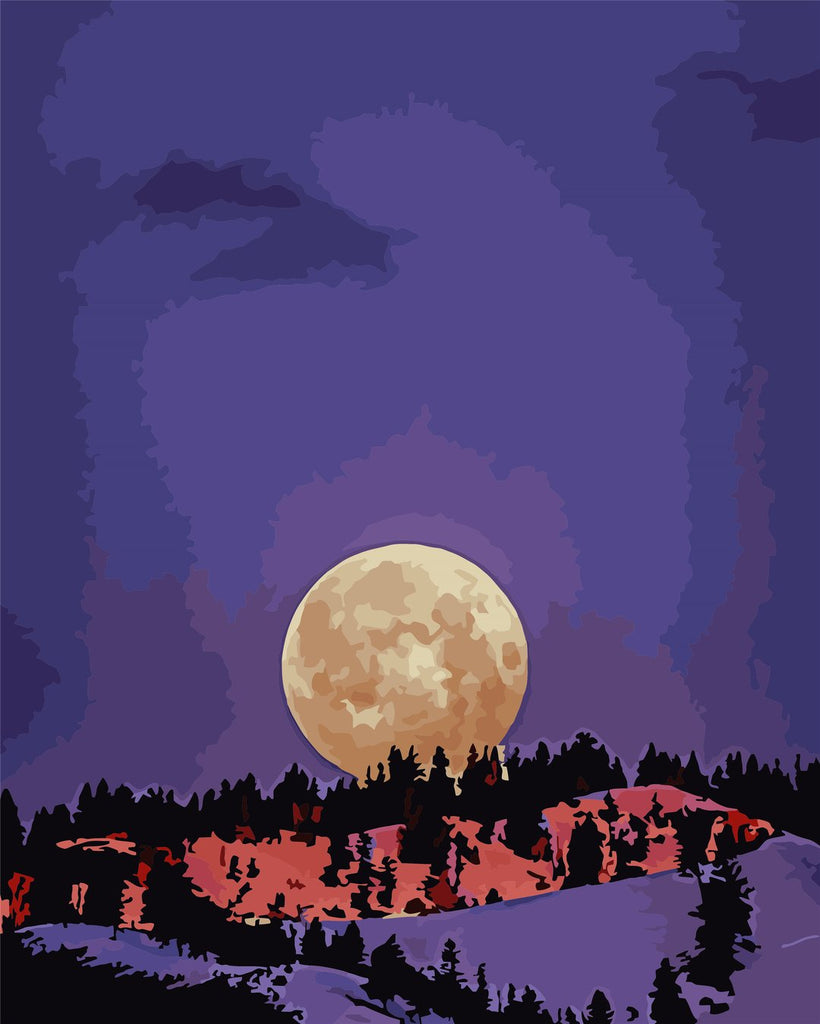 La Luna en el Cielo Morado Pintar por Números
