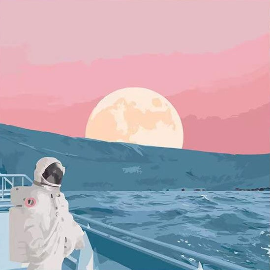 La Luna en el Cielo y Astronauta en el Barco Pintar por Números Niños
