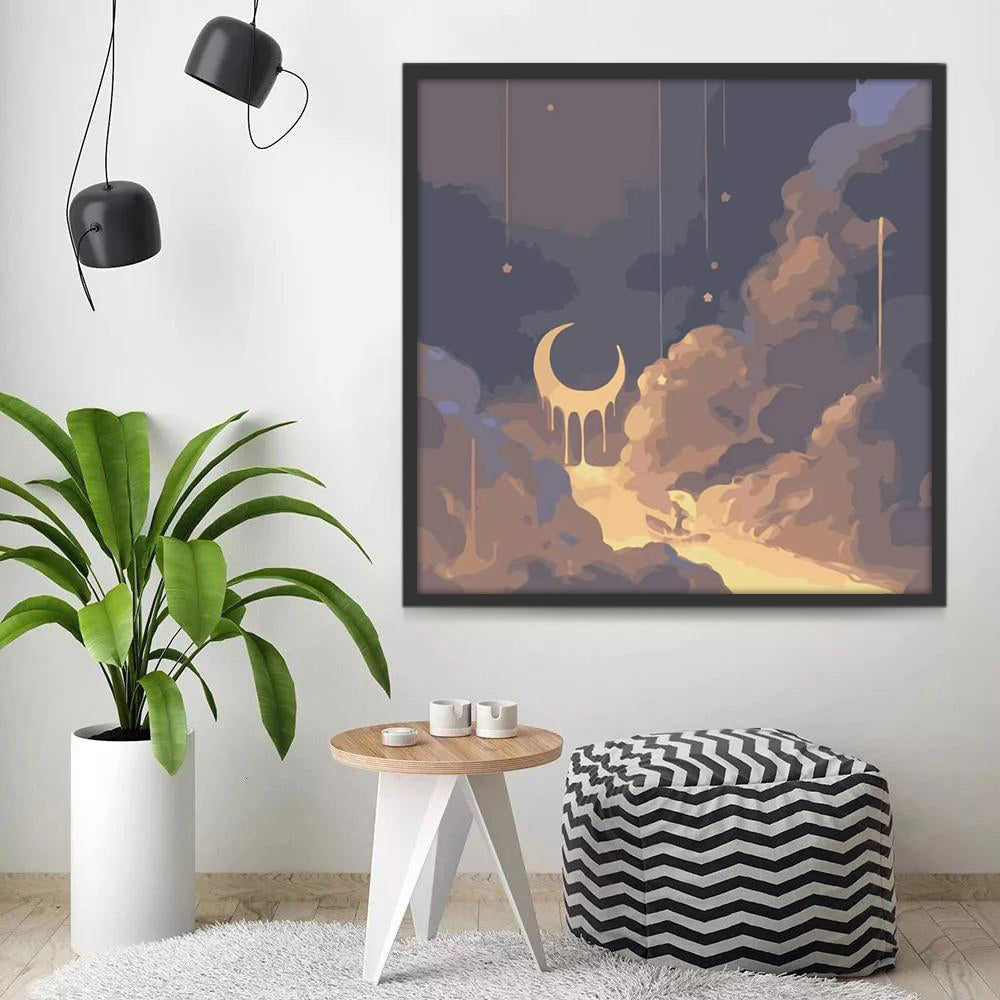 La Luna entre las Nubes Pintar por Números Niños