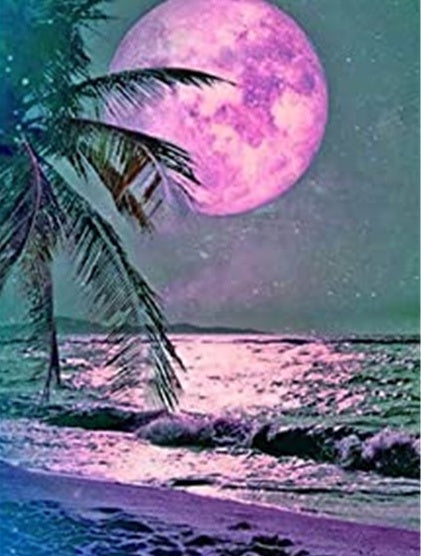 La Luna Llena Morada sobre el Mar Pintar por Números