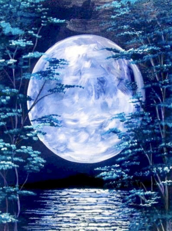 La Luna Llena y Ramas de Árboles Pintar por Números