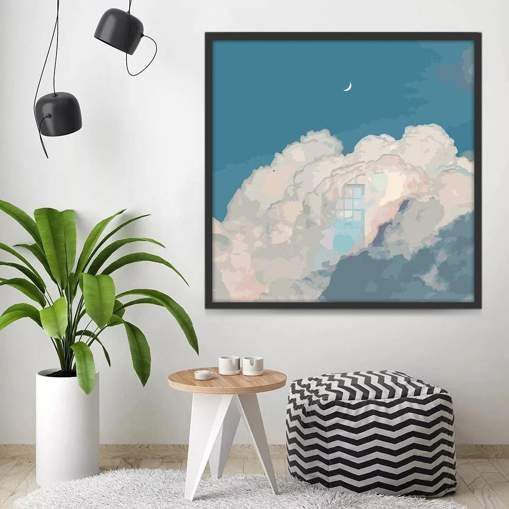 La Luna sobre las Nubes Blancas Pintar por Números Niños