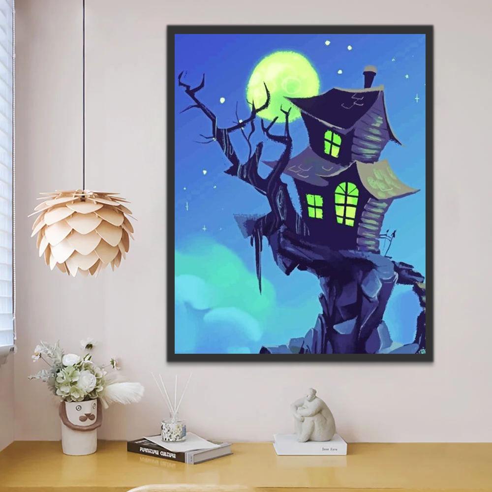 La Luna Verde y Casa de Brujas Pintar por Números