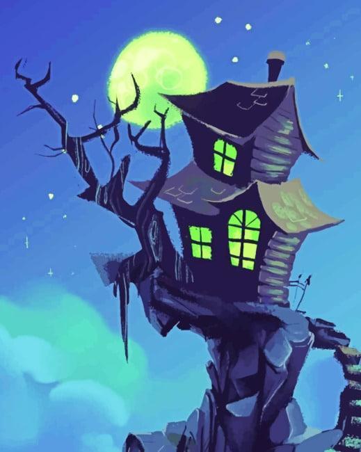 La Luna Verde y Casa de Brujas Pintar por Números