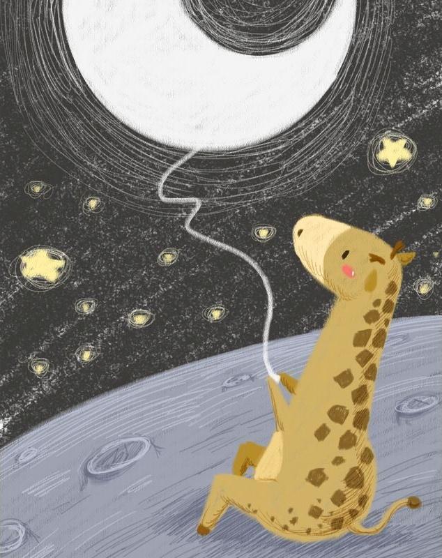 La Luna y Jirafa Linda de Dibujos Pintar por Números Niños