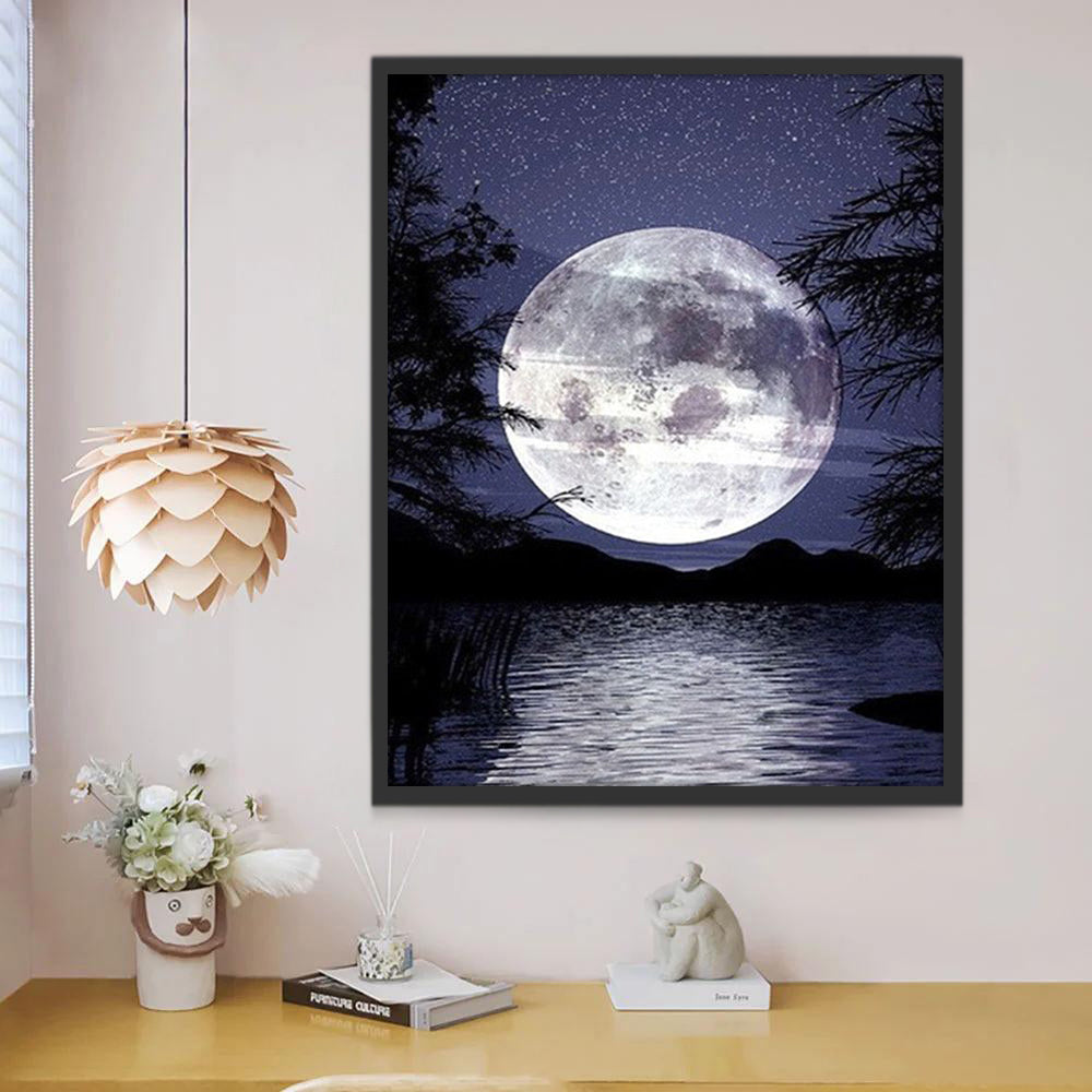 La Luna y Siluetas de Montaña Pintar por Números