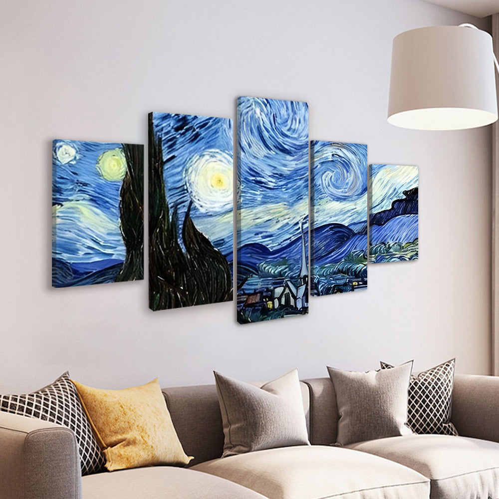 La Noche Estrellada de Van Gogh 5 Partes Pintar por Números