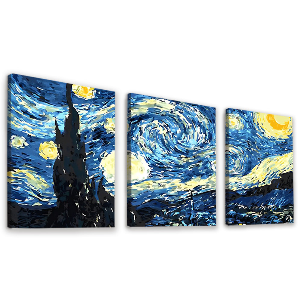 La Noche Estrellada de Van Gogh Pintura al Óleo 3 Partes Pintar por Números