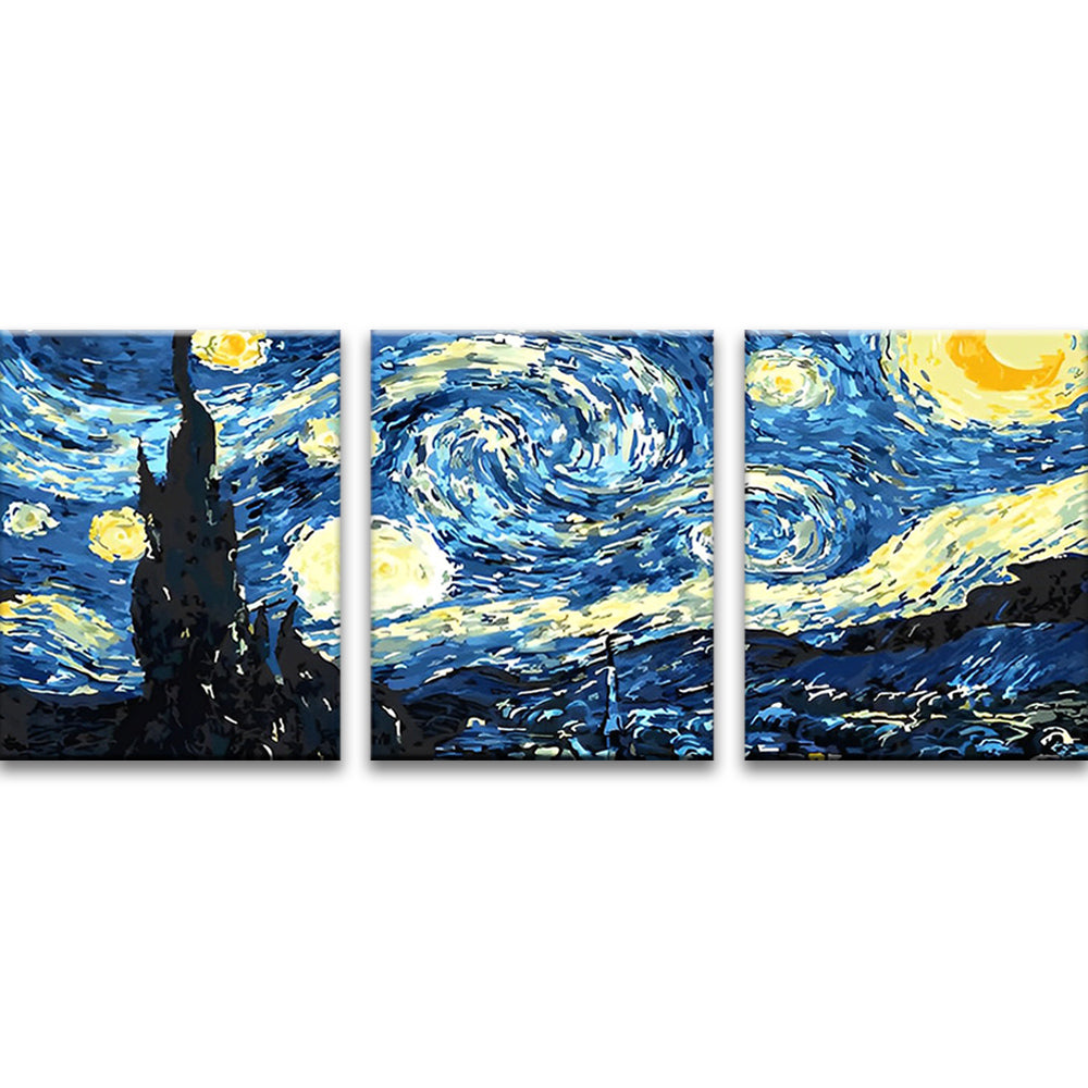 La Noche Estrellada de Van Gogh Pintura al Óleo 3 Partes Pintar por Números