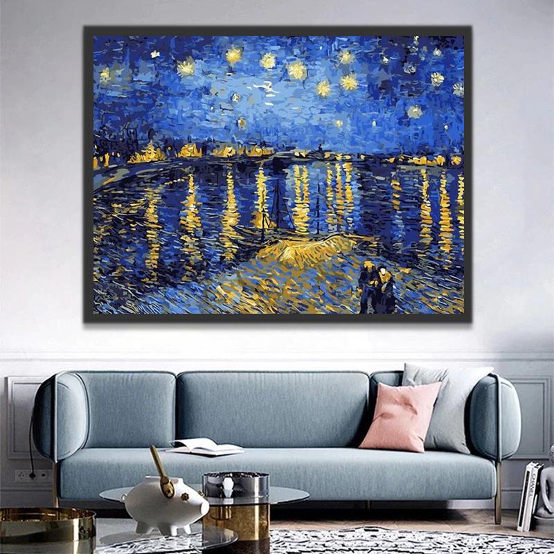 La Noche Estrellada sobre el Ródano Van Gogh Pintar por Números