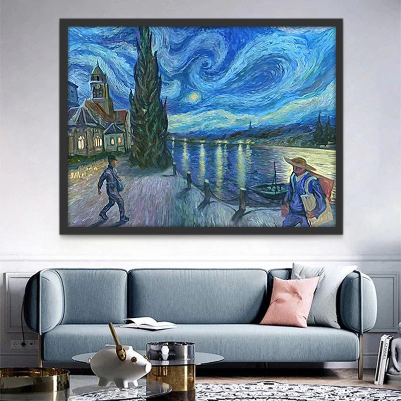 La Noche Estrellada y Ciprés Pintar por Números