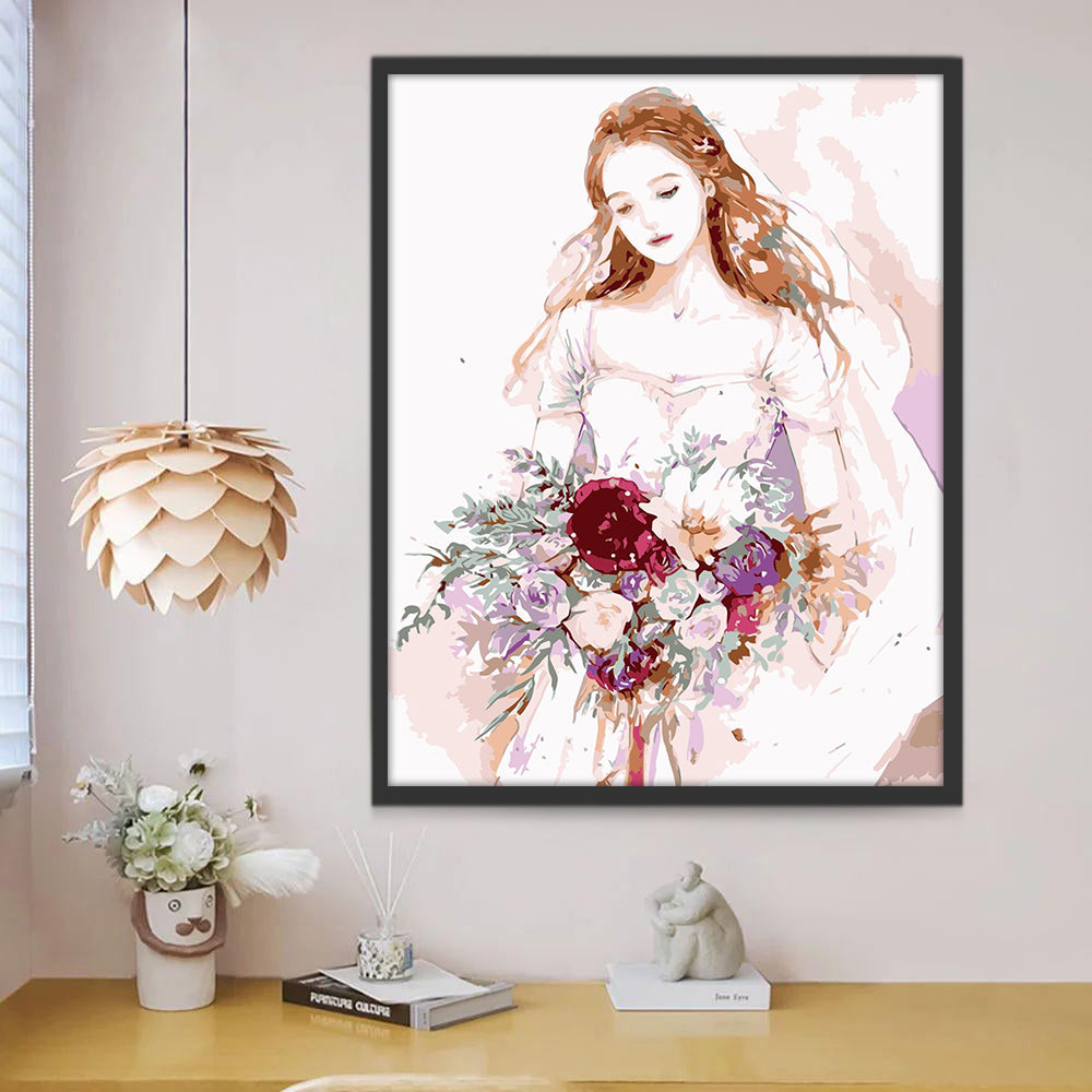 La Novia con Ramo de Flores Pintar por Números