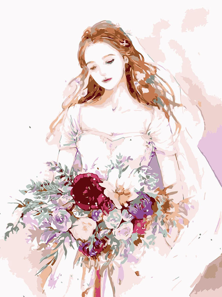La Novia con Ramo de Flores Pintar por Números