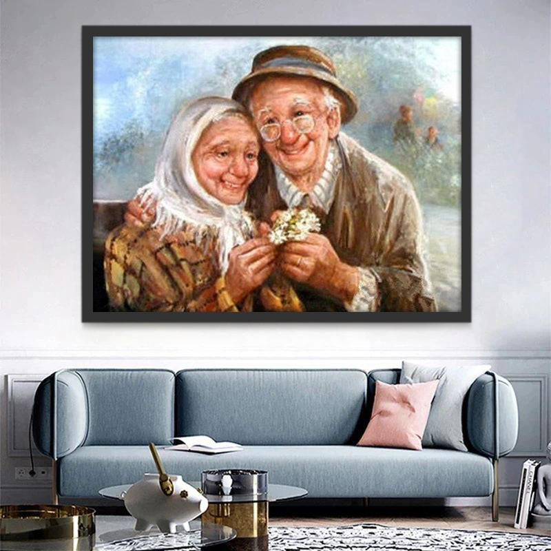 La Pareja Feliz de Ancianos Pintar por Números